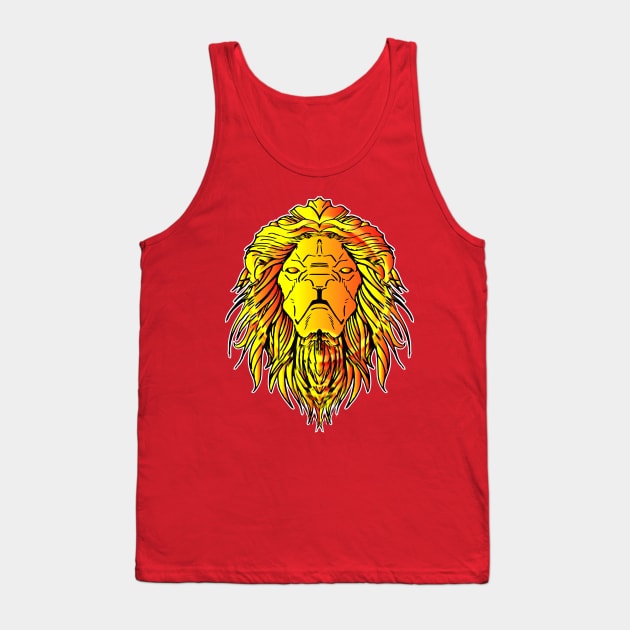 the yellow lion head Tank Top by tebulation